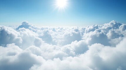 Radiant Sky View with Illuminated Clouds by Sunlight : Generative AI