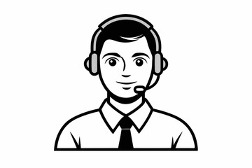 call center man black and white color silhouette