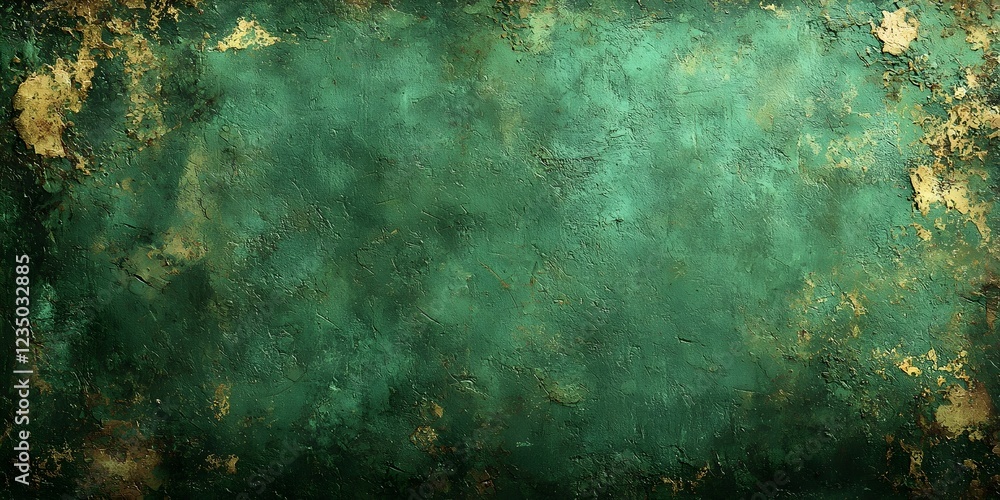 Poster A textured green surface with hints of gold, creating a rich and elegant backdrop perfect for artistic projects or design elements.