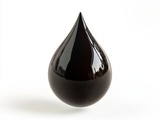 Obraz premium Glossy Black Liquid Drop Isolated on White 