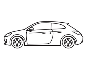 Black vector illustration of a car on a transparent background. Ideal for automotive designs, transportation themes graphics, and vehicle illustrations