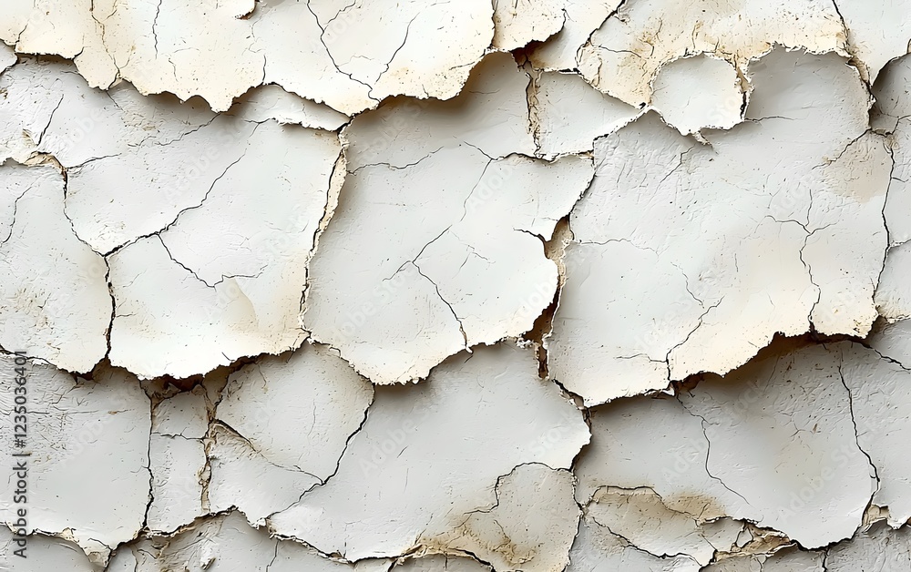 Poster an abstract close-up of dry, cracked plaster, showcasing a textured surface in neutral tones. the in