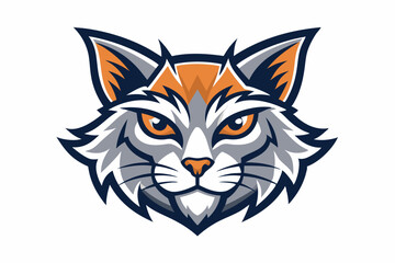 cat head logo vector with white background