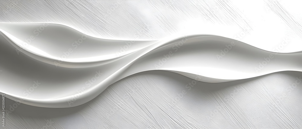 Poster an elegant and serene white abstract wave design on a textured background, creating a sense of motio