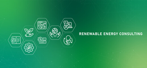 Renewable Energy Consulting gradient header efficient sustainable energy management eco-friendly power supply development environment strategy planning design icon outline © bakhtiarzein