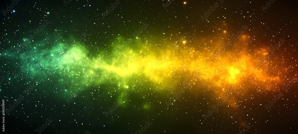 Poster a mesmerizing cosmic scene featuring an array of colorful nebulae, shifting from deep green to vibra