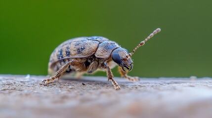 Bruchid beetle side profile on wooden surface showing detailed texture and patterns : Generative AI