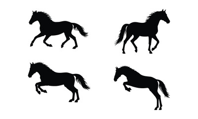 Horse black silhouette vector illustration with white background.