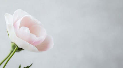 Single Soft Pink Peony Against a Minimalist Background Exuding Elegance and Simplicity : Generative AI