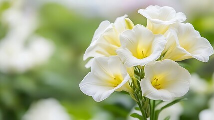 Obraz premium Delicate White Freesia Flower Bunch in a Serene Garden Setting : Generative AI