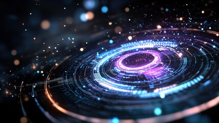 pink blue neon light futuristic tunnel, light glow with dots