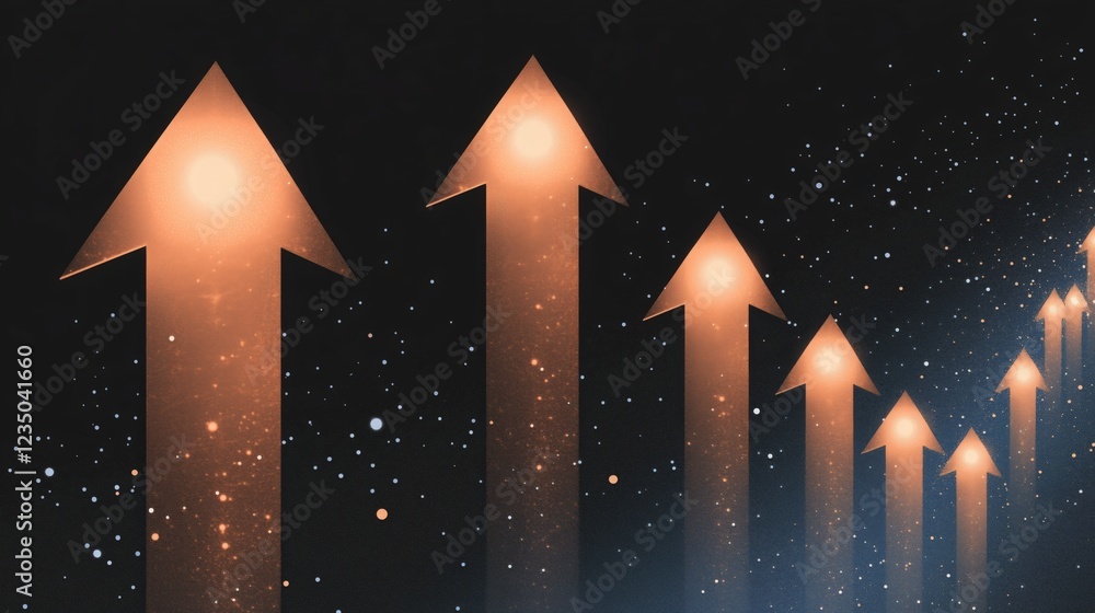Aufkleber upward arrows symbolize growth and progress in a minimalist design with a dark background and subtle