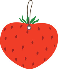 
Illustration of a red strawberry tag with a leaf and a loop for fastening. The design is clean and elegant, making it ideal for product labels, gift tags, packaging, organic food branding, eco-friend