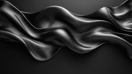 Obraz premium A flowing black fabric creating elegant waves against a dark background.