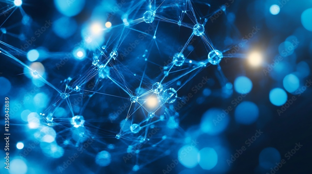 Poster futuristic digital network with glowing blue connections : generative ai