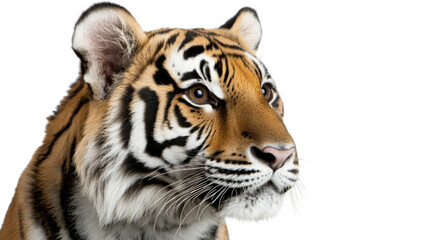 Fototapeta premium Majestic tiger observing with intensity on transparent background