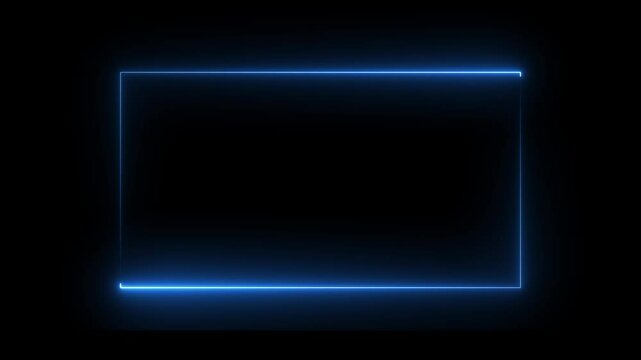 Rectangular frame with moving line.Glowing neon square rectangle picture frame animated icon.