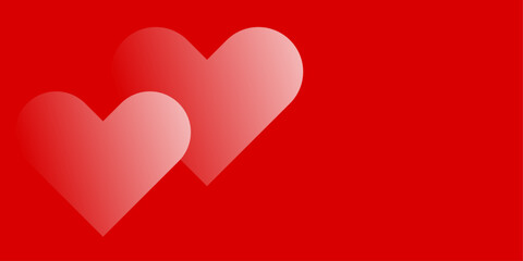 Vector background with hearts. Medium banner size. Element for design. Background for brochure, booklet, flyer, poster, certificate. Red and white. Love, Valentine's Day