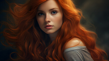 Naklejka premium redheaded beautiful woman