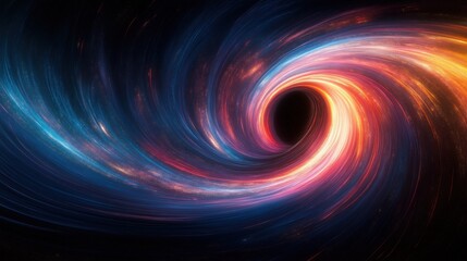 Abstract vortex with spiraling cosmic light trails in deep space