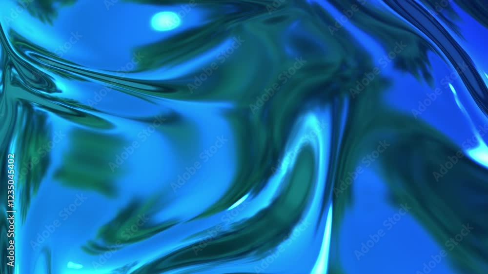 Aufkleber mesmerizing abstract animation featuring a flowing, blue metallic surface. the smooth, wave-like pat