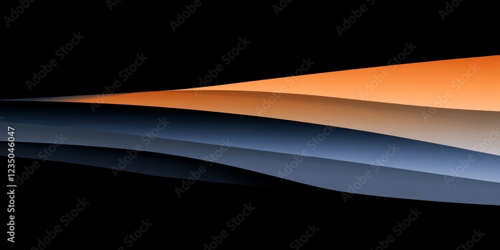 Poster abstract orange blue gradient waves dark background design modern art web curve color style image