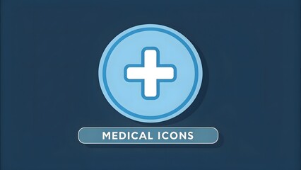 Fototapeta premium Minimalist Medical Icon White Cross on Blue Circular Design V1