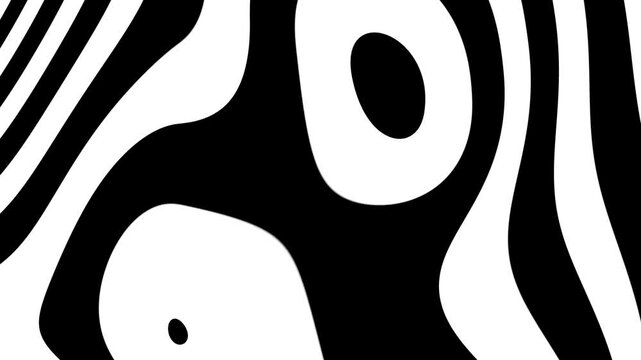 Psychedelic abstract loop animation background with hypnotic swirling black and white lines