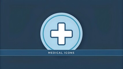 Obraz premium Minimalist Medical Icon White Cross on Blue Circular Design V5