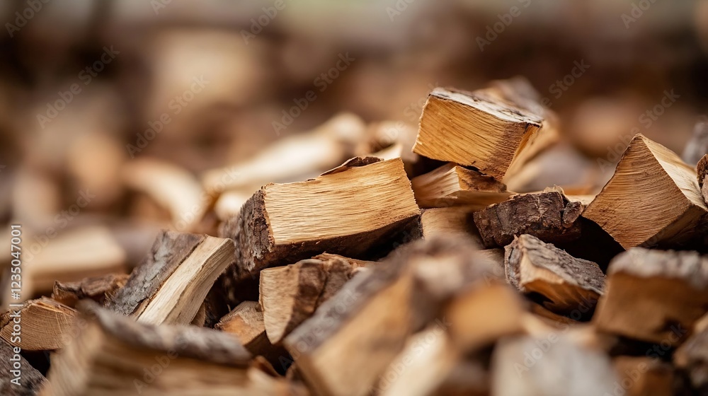 Aufkleber closeup of stacked firewood with textured bark and cut edges ideal for woodworking projects : genera