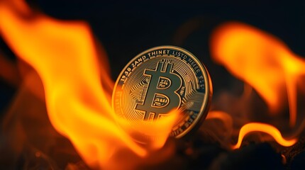 On fire bitcoin wallpaper