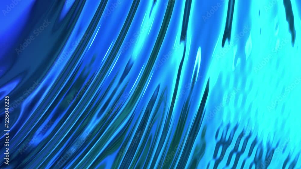 Poster a visually stunning abstract animation of a blue metallic surface. the soft, flowing forms create a 