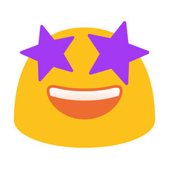 Star-Eyed Emoji Clipart Illustration | Happy Face with Purple Stars Isolated on White Background