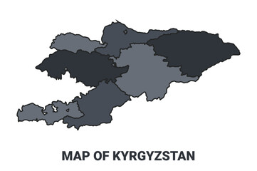 Obraz premium Kyrgyzstan political map border of regions outline vector set