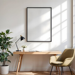 Modern Living Room Wall Frame Mockup with Neutral Decor