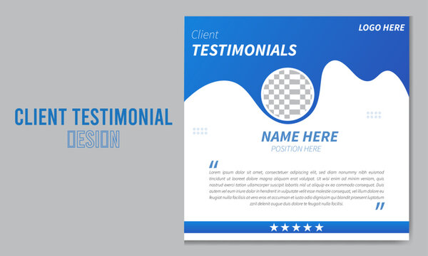 Client Testimonial Design. Modern clean clients testimonial witth organic shape for social media post