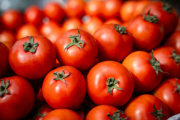 Tomatoes displayed for sell in a market