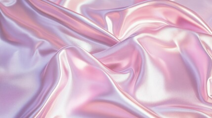 Obraz premium Soft pink satin fabric draped elegantly across a surface under warm lighting creating a luxurious and delicate look