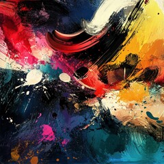 Colorful abstract artwork with dynamic brush strokes