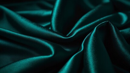 Fototapeta premium Free Photo Abstract background wallpaper. green silk fabric, very soft and smooth, flowing in the wind. Luxury Shiny delicate fabric material