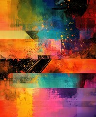 Vibrant abstract art with bold colors and dynamic patterns