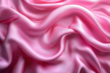 Fototapeta premium Close-up of soft, flowing pink satin fabric showcasing texture and sheen.