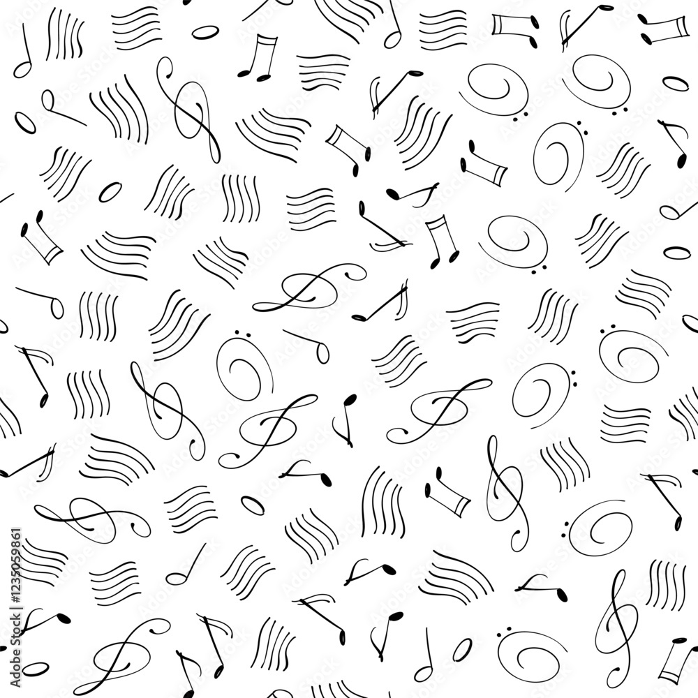 Poster seamless pattern with musical notes on white background. melody backdrop. elegant seamless vector pa