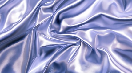 Fototapeta premium Draped Silver Satin Fabric Shows Soft Curves and Light Reflection