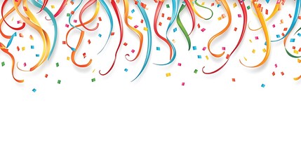 Colorful ribbons and confetti celebrate festive occasion