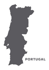 Simple flat Portugal map grey vector