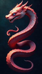 Abstract snake skin pattern, coiled dragon-like shape , illustration, brown, mythical