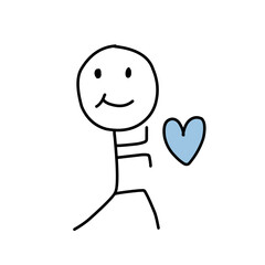 funny stickman holding heart