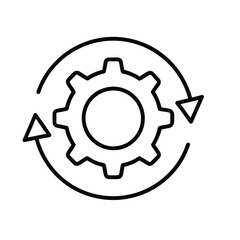 Gear with reprocessing sign icon. Update icon