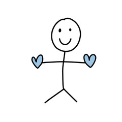 funny stickman holding heart